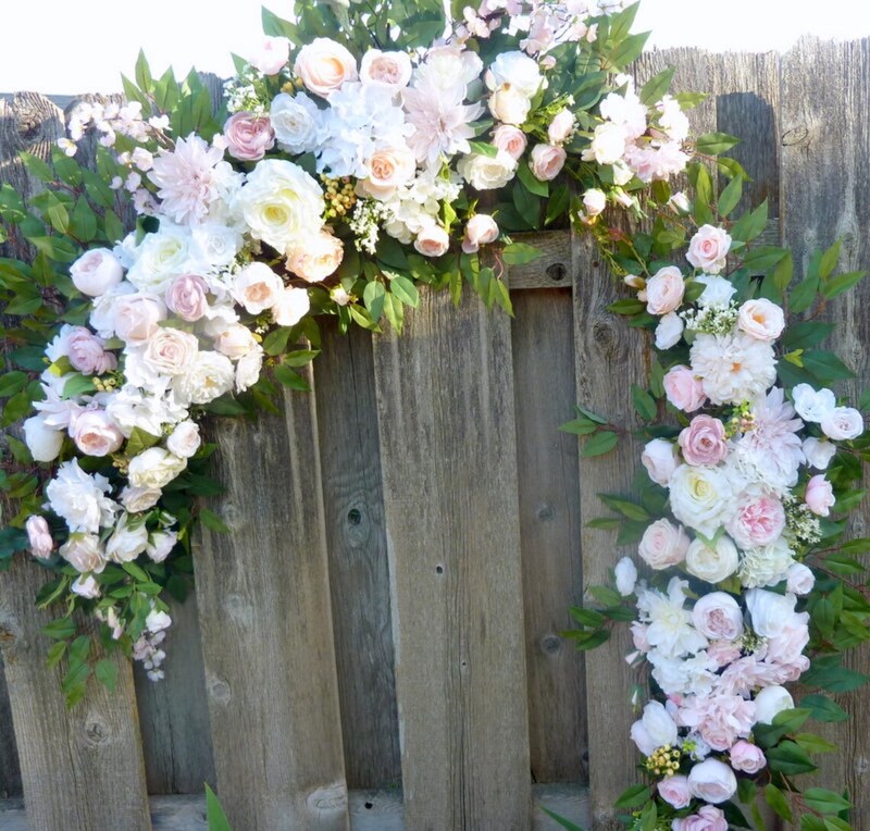 Blush Pink and White Wedding Arch Flowers, Wedding Arbor Flowers